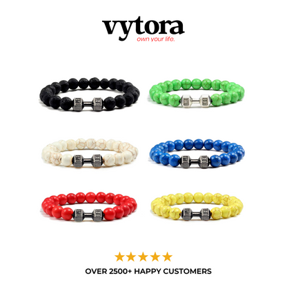Gym Dumbbells Beads Bracelet Natural Stone Barbell Energy Weights Bracelets for Women Men Couple Pulsera Wristband Jewelry Gift